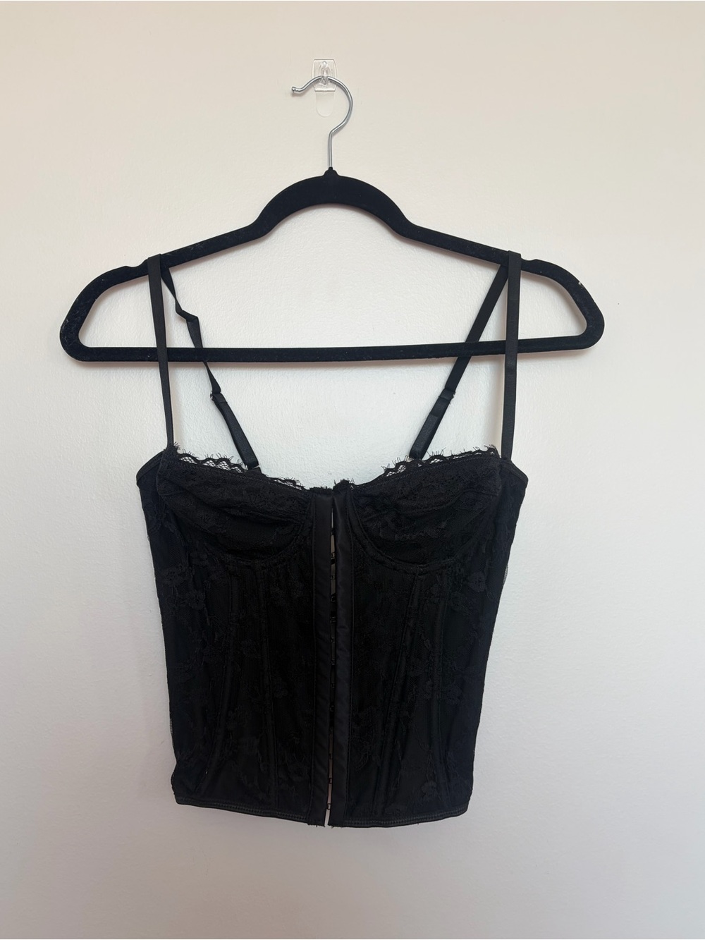 Black Lace Bustier Crop Top - Women